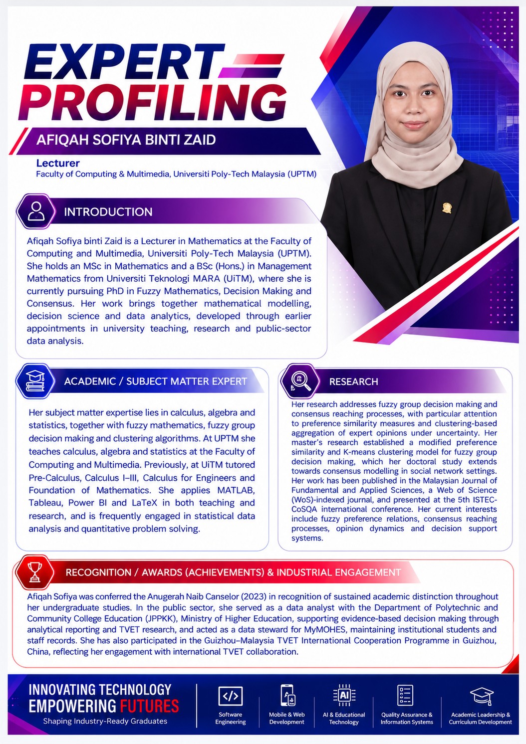 Expert Profiling — Afiqah Sofiya Binti Zaid