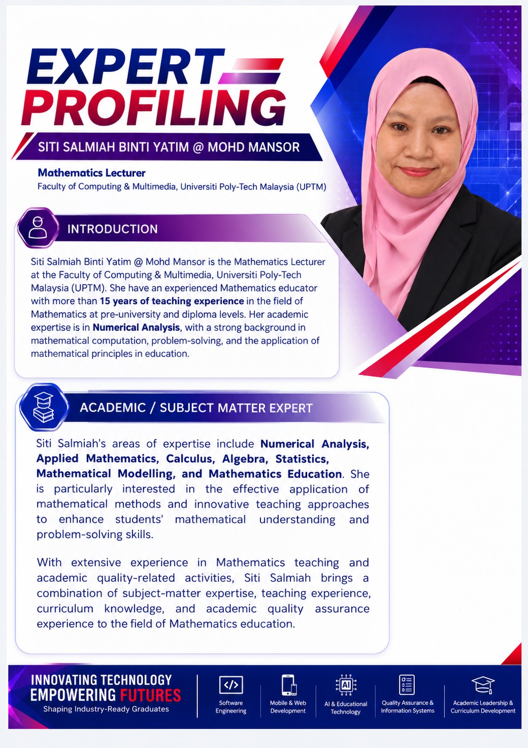 Expert Profiling — Siti Salmiah Binti Yatim @ Mohd Mansor