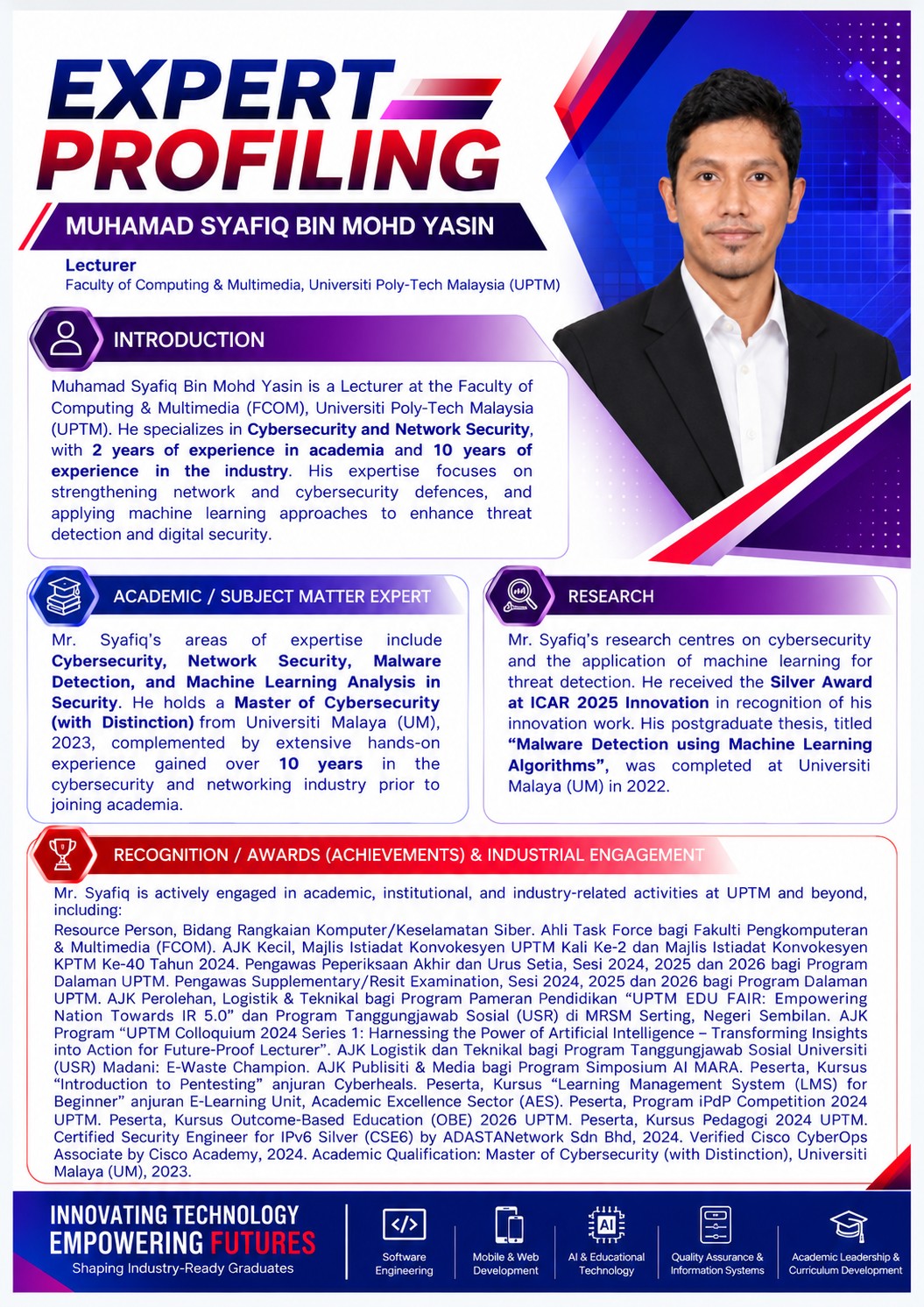 Expert Profiling — Muhamad Syafiq bin Mohd Yasin